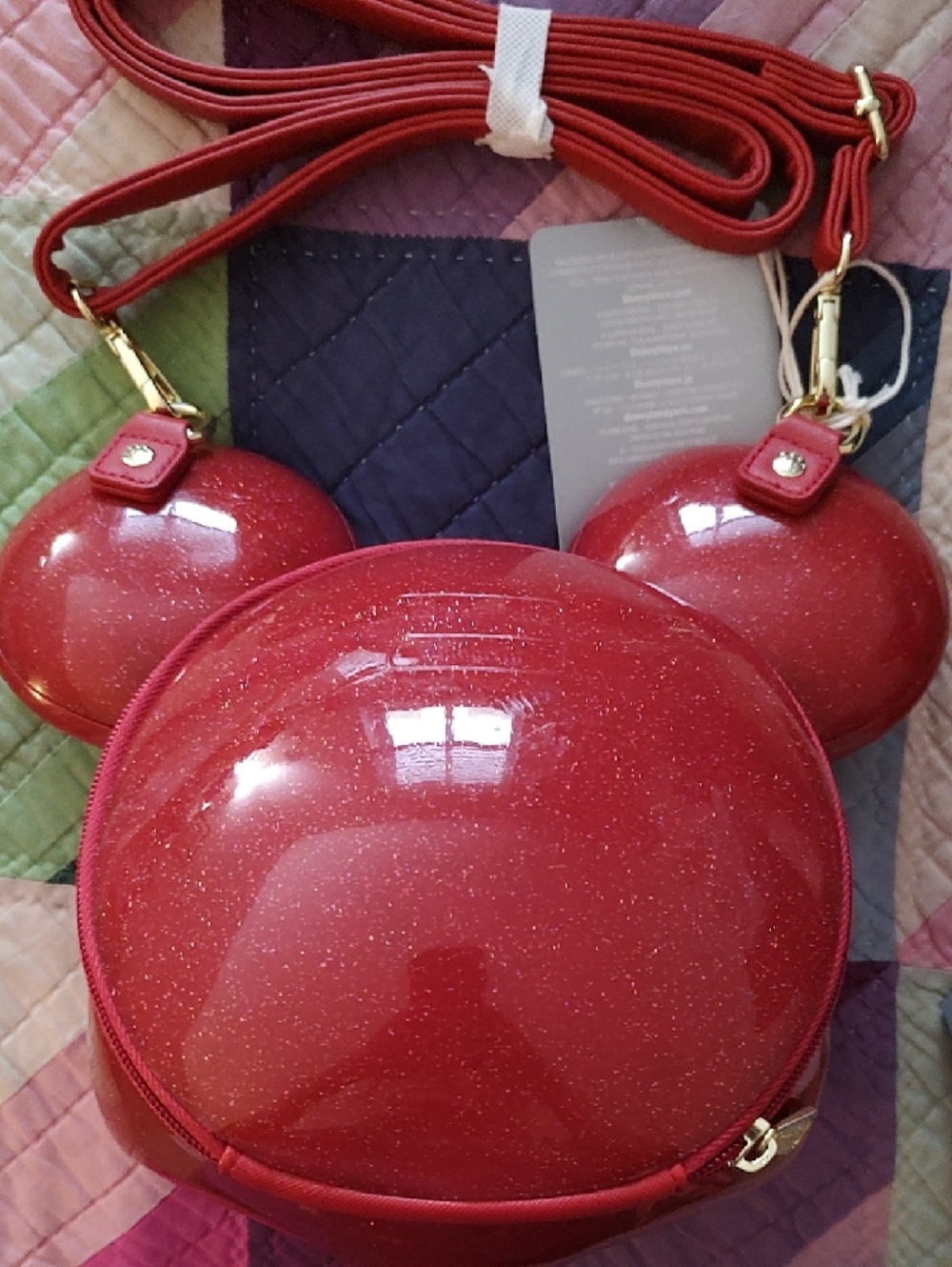 FIRST OFFER! Loungefly Red Glitter Mickey Mouse Crossbody Bag - Picture 3 of 7
